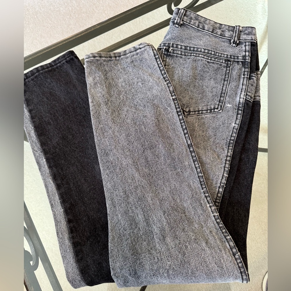 High-Waist Women’s Two-Tone Grey Black Jeans
